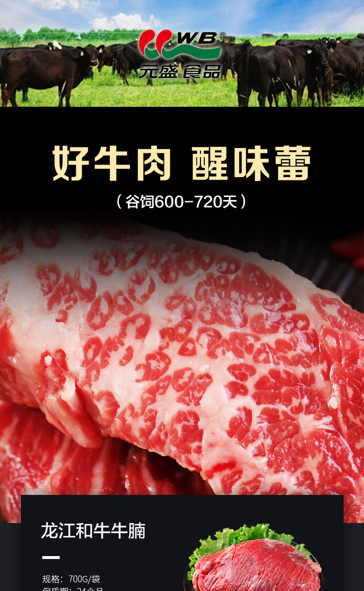 龙江和牛 谷饲牛肉0添加牛腩 700g/袋 *4件