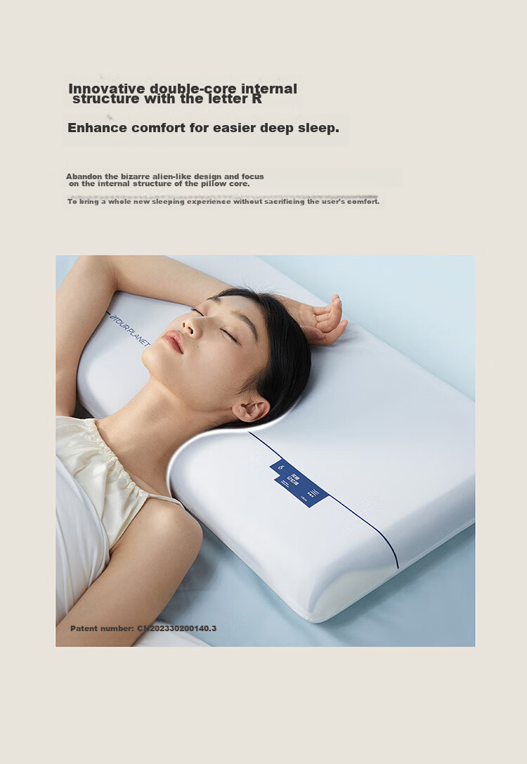 Подушка для сна Yaduoxingqiu Deep Sleep Pillow PRO, для защиты шеи, с медленным восстановлением, из пены с памятью формы, 10 см