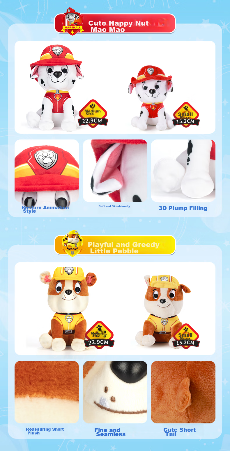 Мягкая игрушка PAW PATROL, собака, классический стиль, серая, маленькая, сидячая, милый плюшевый зверек, подарок на день рождения для мальчиков и девочек