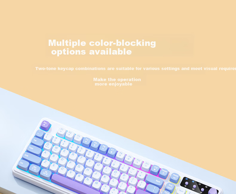 Механическая клавиатура BOW K520BU с подсветкой, проводная, для игр и офиса, молочно-кофейный цвет