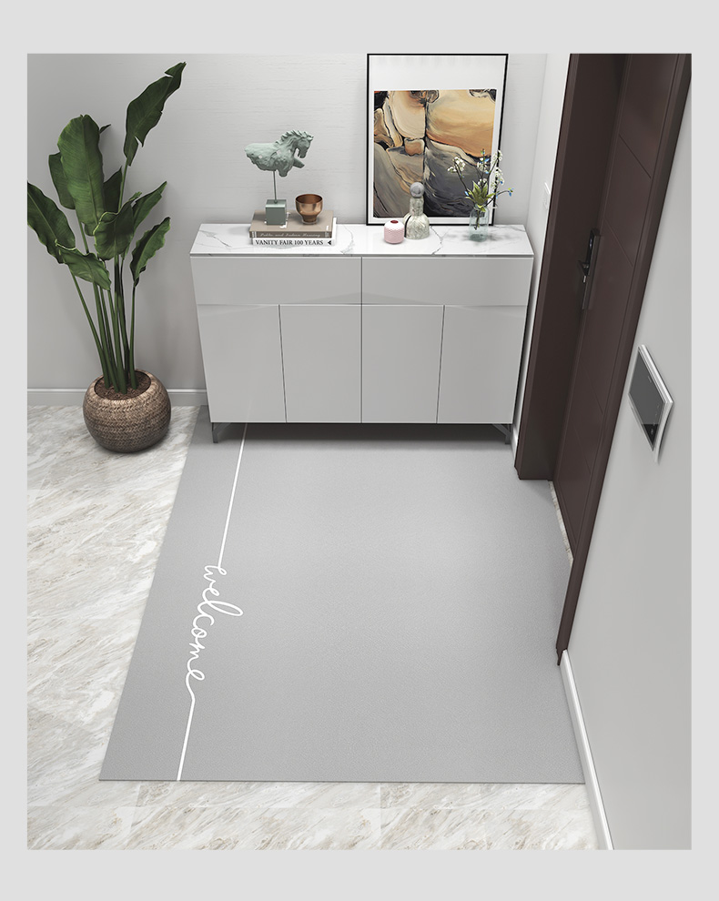 Придверный коврик Qiqi Home, резиновый, ПВХ, моющийся, нескользящий, для гостиной, кожаная подстилка, 60x90 см, серый