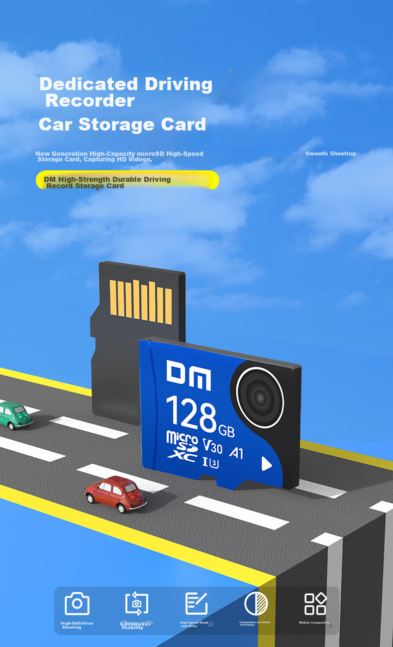 Карта памяти DM Daimai 128GB TF (MicroSD) Class 10 U3 V30 A1, синяя, для видеорегистратора и камеры видеонаблюдения
