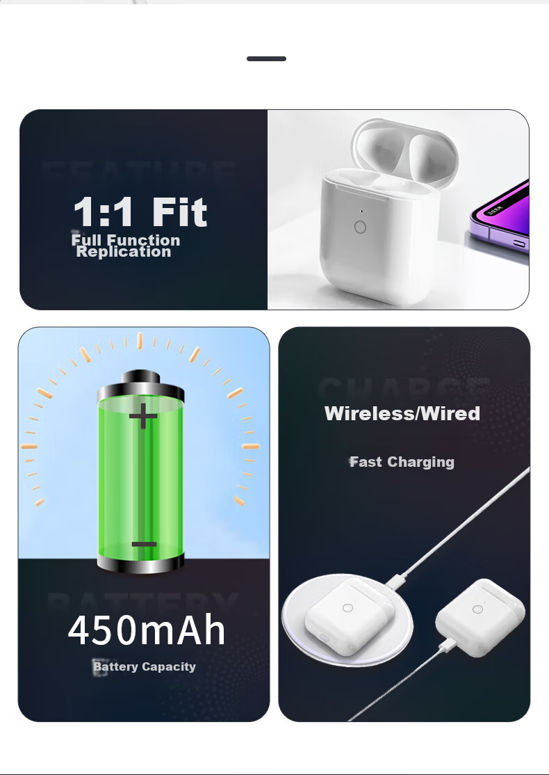 Зарядный чехол Masentek для Apple AirPods 1/2/3, беспроводной наушник, аккумулятор для утерянных или поврежденных чехлов