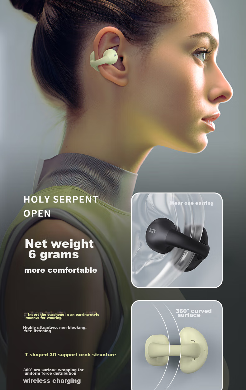 Беспроводные наушники Holy Serpent Meteorite C2 True Wireless Bluetooth, накладные, с костной проводимостью, для спорта, с шумоподавлением, совместимы с Apple и Huawei