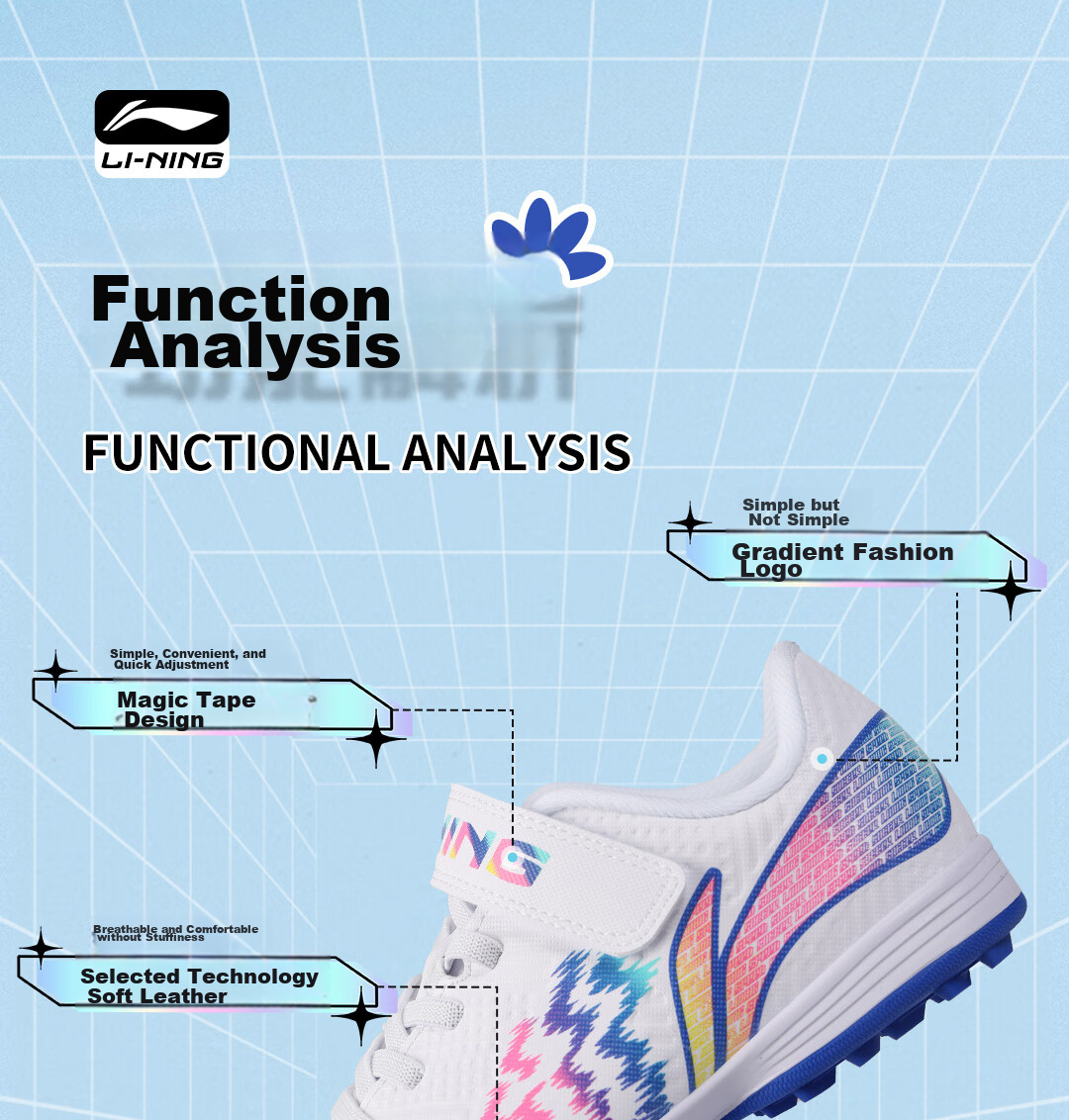 Детские бутсы Li-Ning для футбола, размер 33, для искусственного газона, профессиональные, дышащие, синие