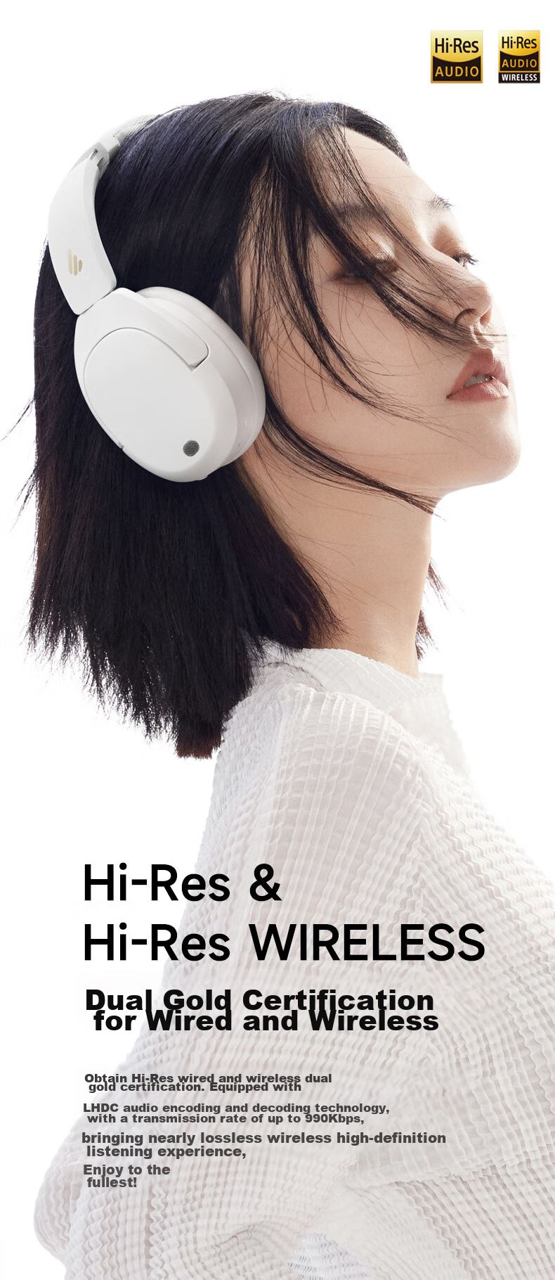 Беспроводные наушники EDIFIER W830NB с активным шумоподавлением, Bluetooth 5.4, 96 часов работы, пространственный звук, двойная золотая сертификация, синий