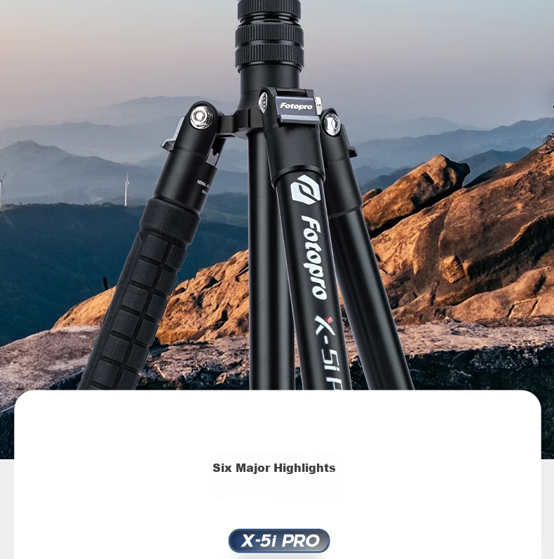 Штатив Fotopro X5I PRO+52QP с шаровой головкой 52QP, портативный, складной, регулируемый монопод для фотосъемки
