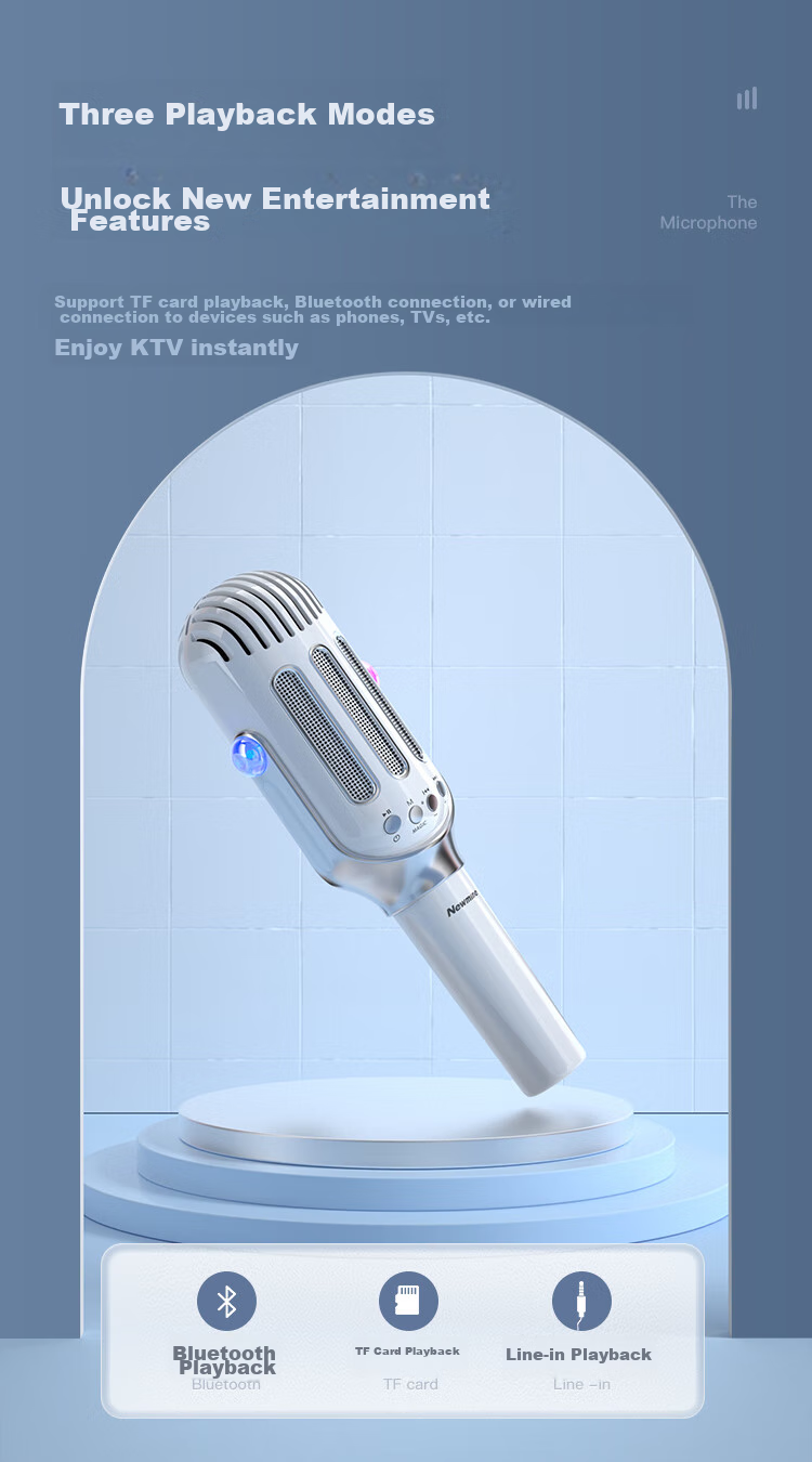 Беспроводной микрофон Newmine H49 с встроенной звуковой картой, Bluetooth караоке система, портативный микрофон для пения K-POP, детская игрушка, розовый