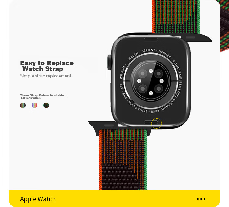 Ремешок MSSM для Apple Watch Series 11, Ultra 3/S10/9/SE3, Белый Радужный, 44/45/46/49MM, нейлоновый
