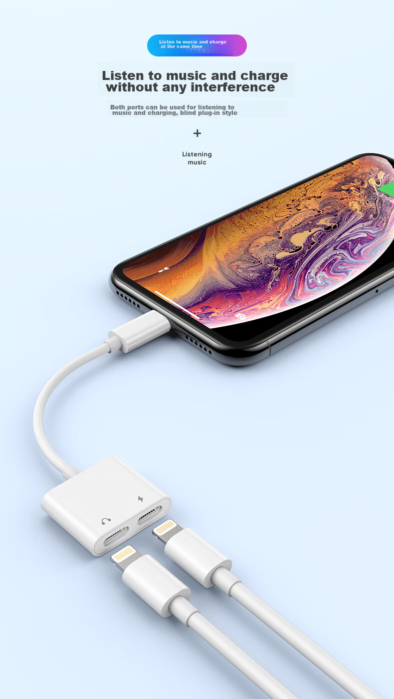 Адаптер-разветвитель BIAZE для наушников Apple для зарядки и музыки, совместим с iPhone 11/12 Pro/13/14/XR/8, аудиоконвертер для звонков, зарядки и музыки, P3