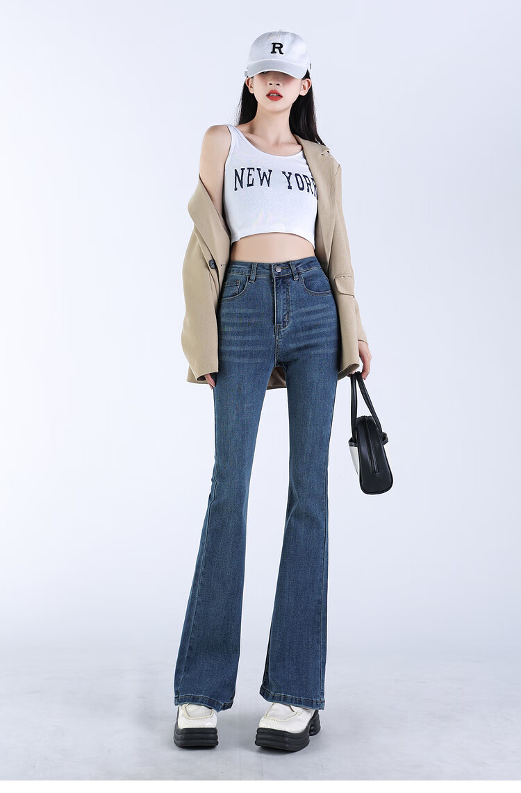 Джинсы Jeanswest женские, клеш, сине-серые, размер L