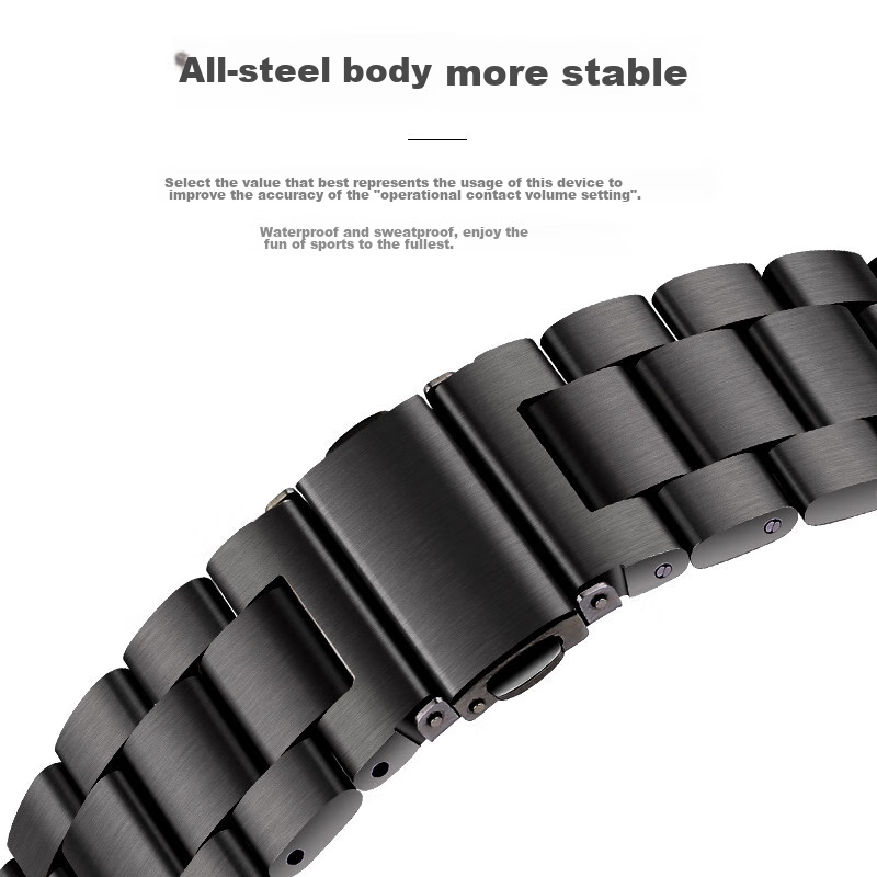 Ремешок Stiger из нержавеющей стали для Huawei Watch 5/4/GT6/5/4/3/2/Pro/Porsche Design/Honor Magic 2/Oppo Watch 4 Pro, трехзвенный дизайн, черный, 22 мм