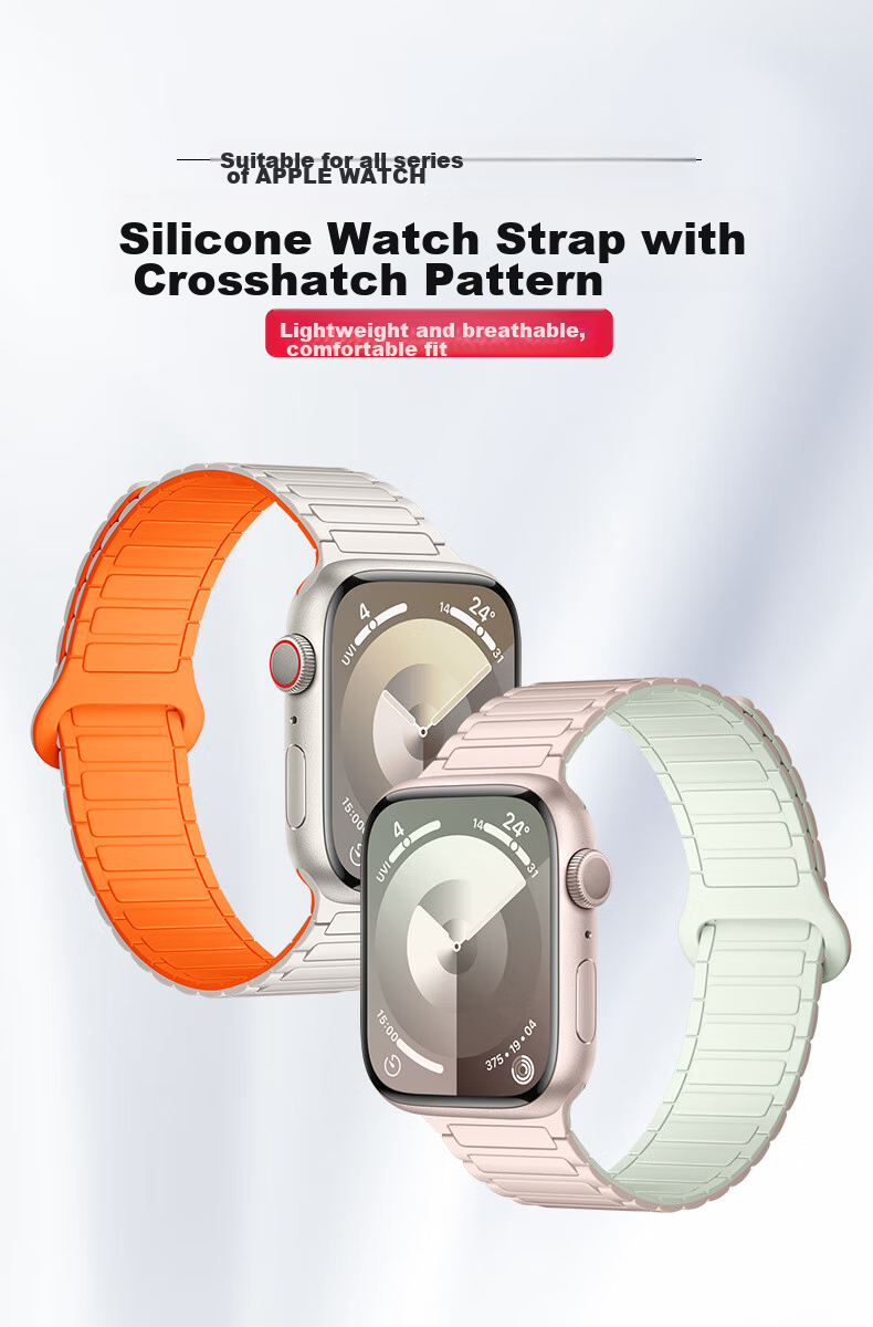 Ремешок BHO для Apple Watch, магнитный, силиконовый, двухсторонний, контрастный цвет, для S11/S10/SE3, S9/8/7/6/Ultra3/2-го поколения