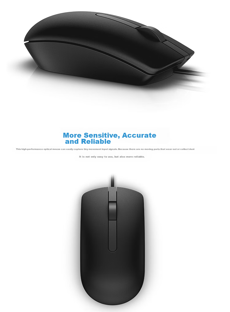 Проводная мышь DELL MS116, симметричная, USB, черная, комплект из 12 штук