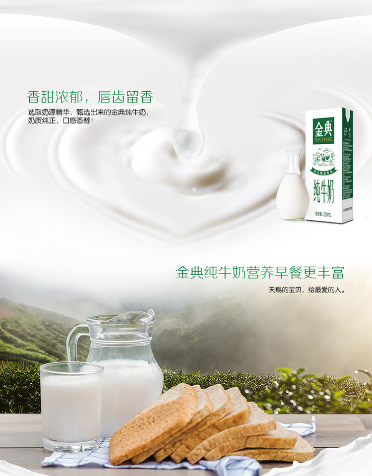 香甜浓郁,唇齿留香选取奶源精华,甄选出来的金典纯牛奶奶质纯正,口感香醇金典奶5金典纯牛奶营养早餐更丰富天赐的宝贝,给最爱的人。-推好价 | 品质生活 精选好价