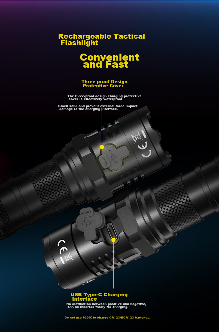 Тактический фонарь NITECORE P20iX с высокой яркостью, самооборона на открытом воздухе, стробоскоп одной кнопкой и стеклобой