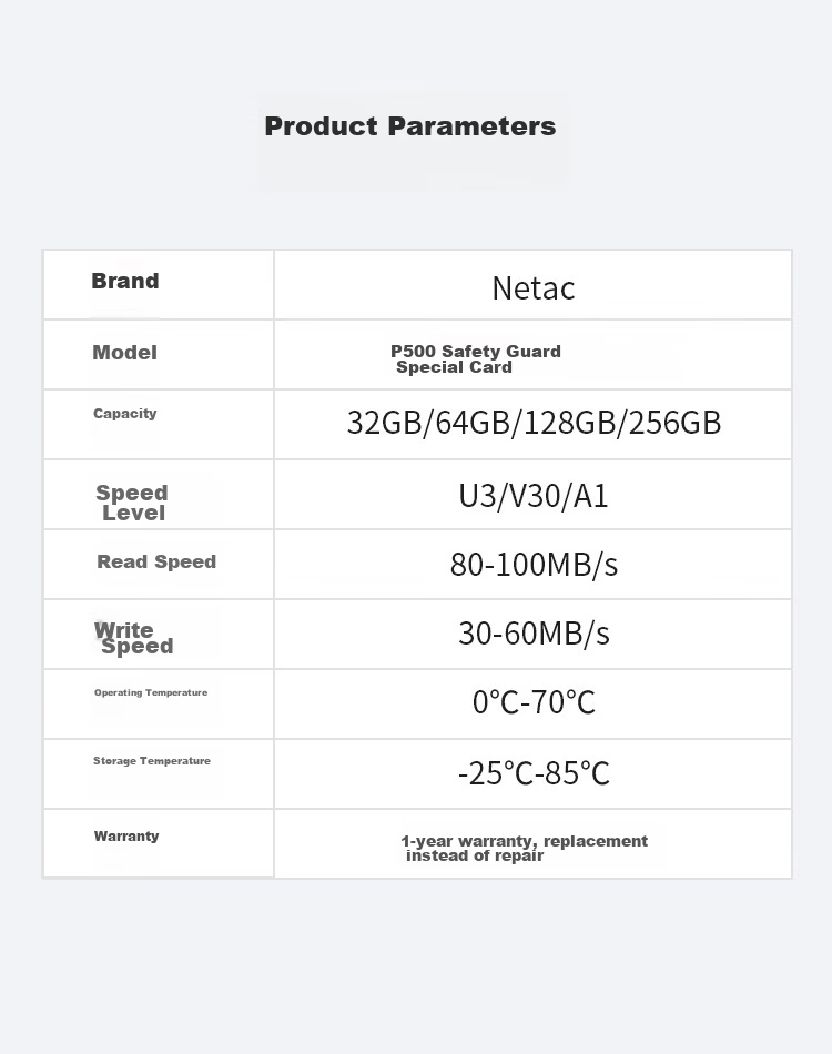 Карта памяти Netac 64GB TF (Micro SD) A1 U3 V30 для видеорегистраторов и систем видеонаблюдения