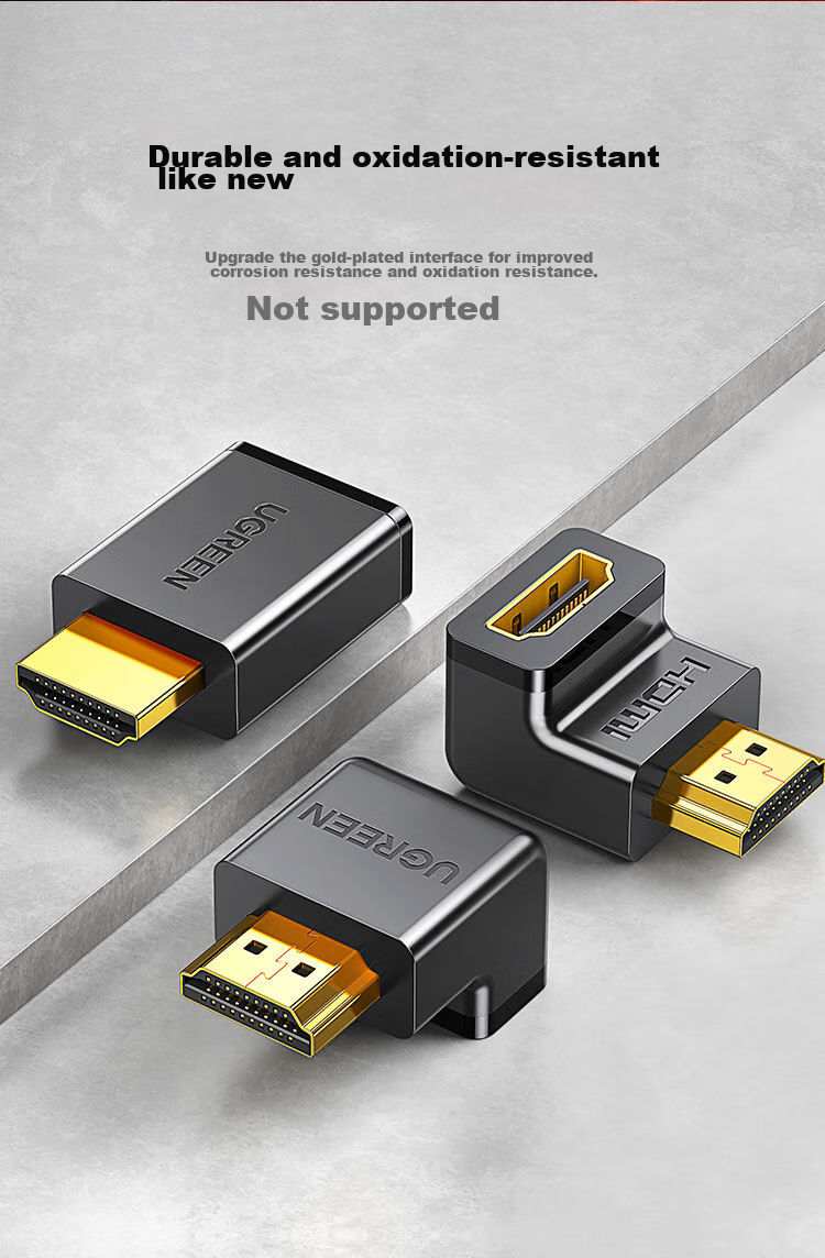 Переходник UGREEN HDMI Male to Female, L-образный, 90 градусов, угловой, для подключения компьютера и ТВ, 20109