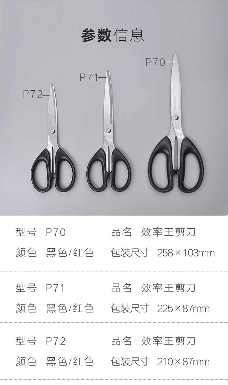 三木(SUNWOOD)效率王系列 160mm办公家用生活剪刀/家用裁缝剪 黑色 P72