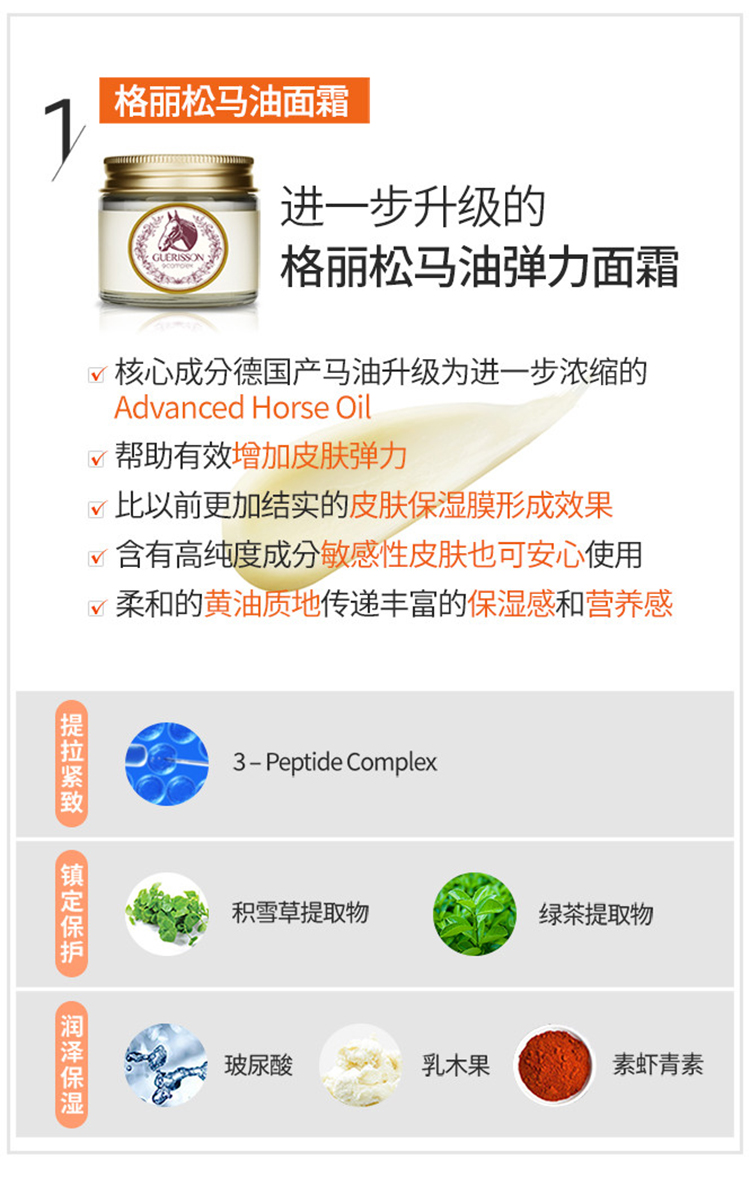 九朵云（cloud 9）格丽松Guerisson马油面霜70g*2+护手霜50ml套装 经典马油滋润