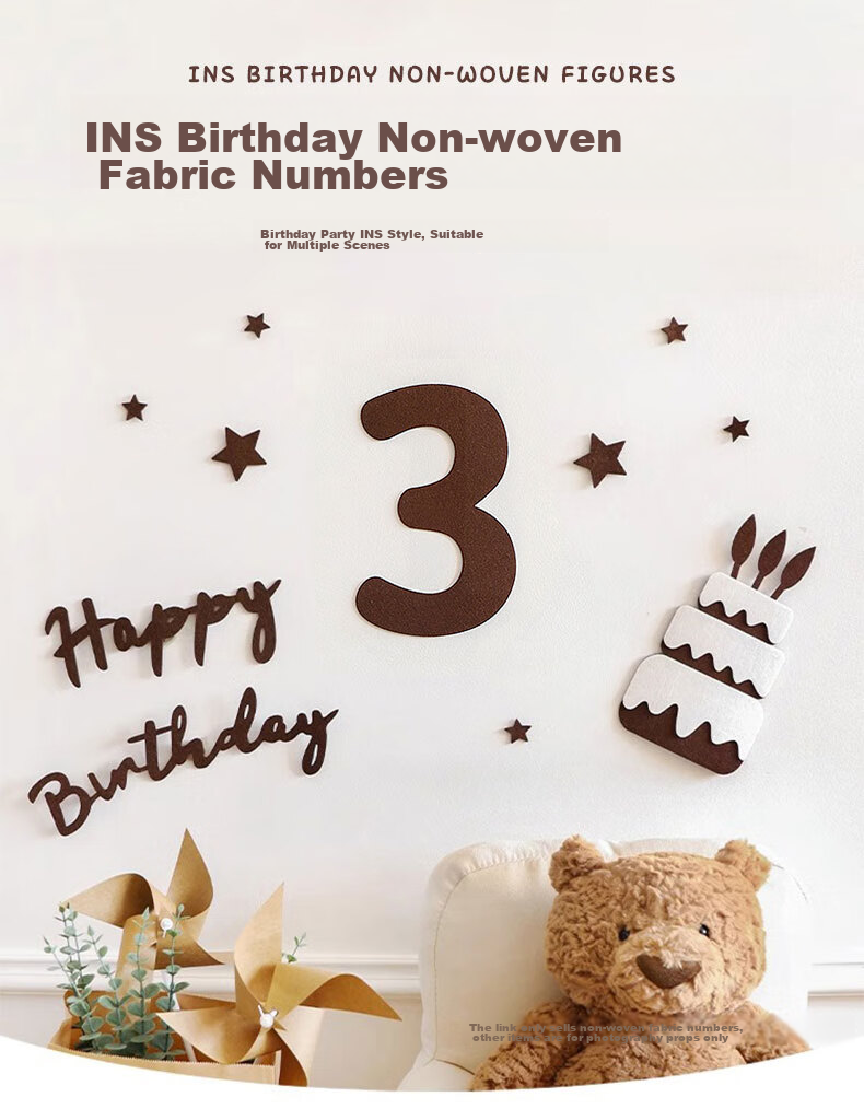 Декоративный элемент "Цифра 3" MODUO для дня рождения, коричневый, 15*24.5 см