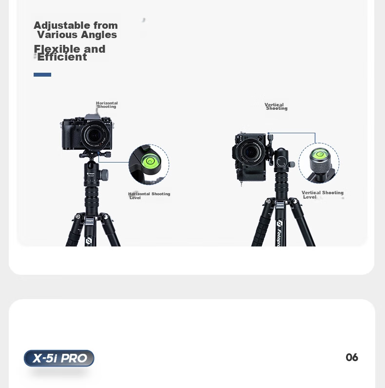 Штатив Fotopro X5I PRO+52QP с шаровой головкой 52QP, портативный, складной, регулируемый монопод для фотосъемки