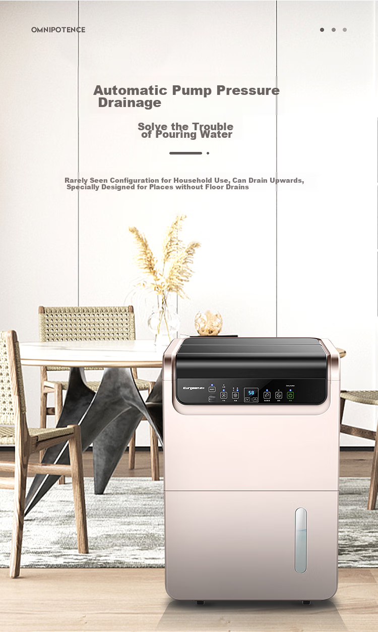 Осушитель воздуха Eurgeen OJ-550EP, 50 л/день, 70-120 м², насосная дренажная система, очистка воздуха, с таймером, белый