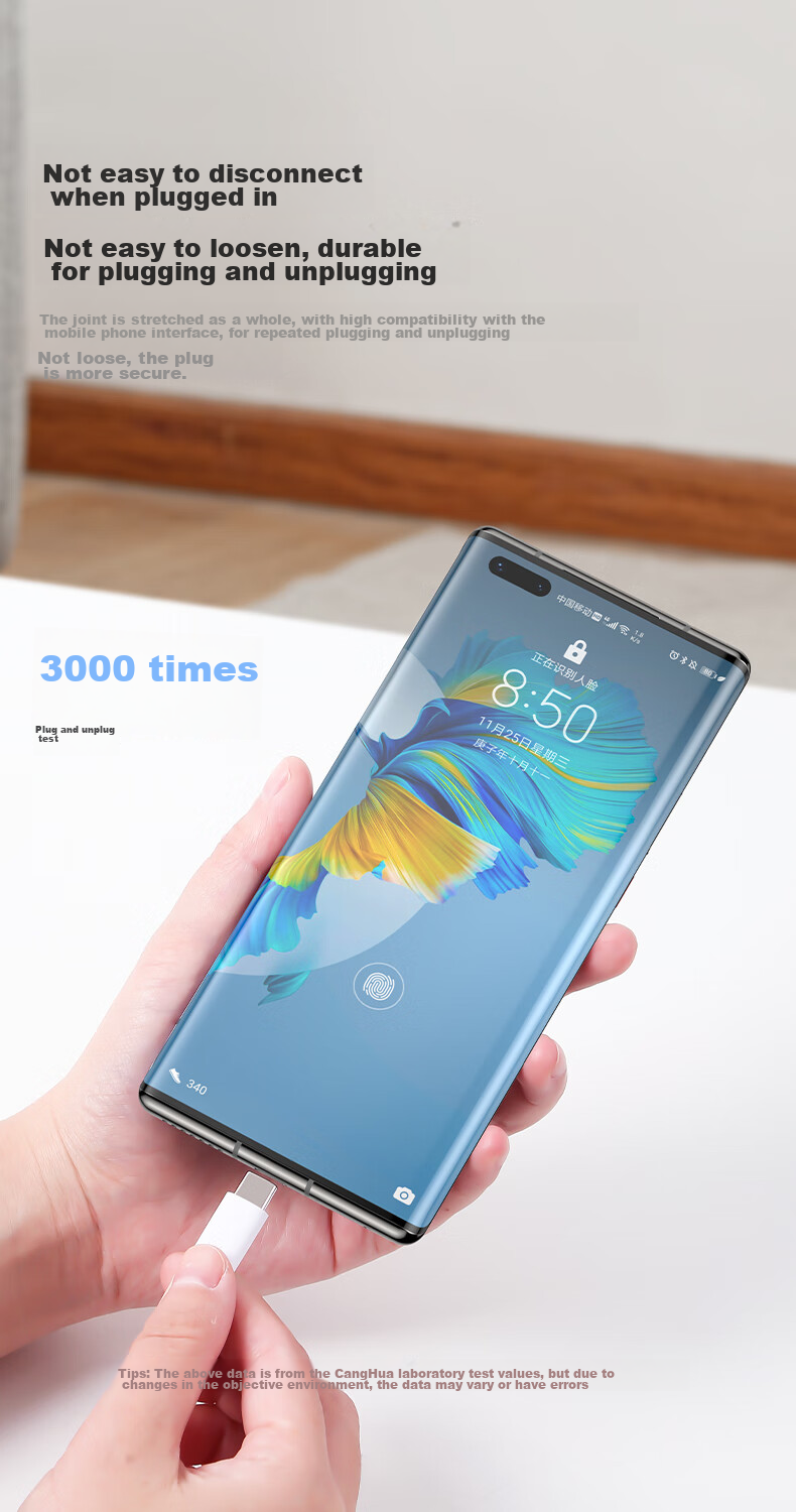 Кабель для зарядки CangHua Type-C, 6A, быстрая зарядка 100W/66W, для Huawei Mate70Pro/Pura80/P40/30/50, Honor Tablet и смартфонов, автомобильное зарядное устройство 5A, белый, 1м