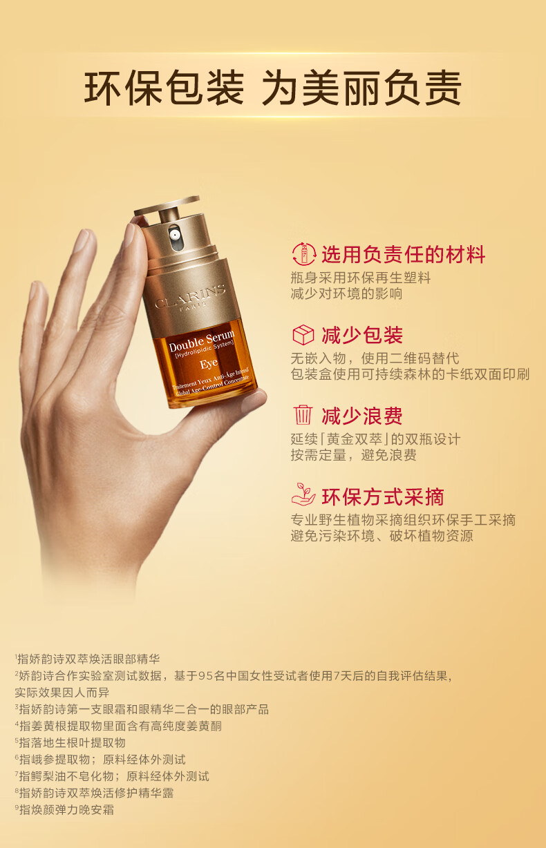 娇韵诗双萃精华眼霜20ml眼部保湿提拉紧致淡眼纹黑眼圈护肤品圣诞礼物