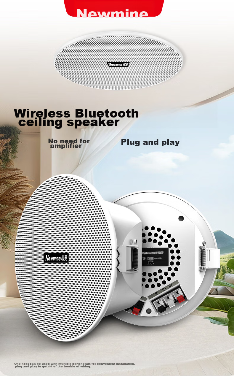 Комплект потолочных акустических систем Newmine K-908A, беспроводной Bluetooth, встроенный усилитель, 2 шт.