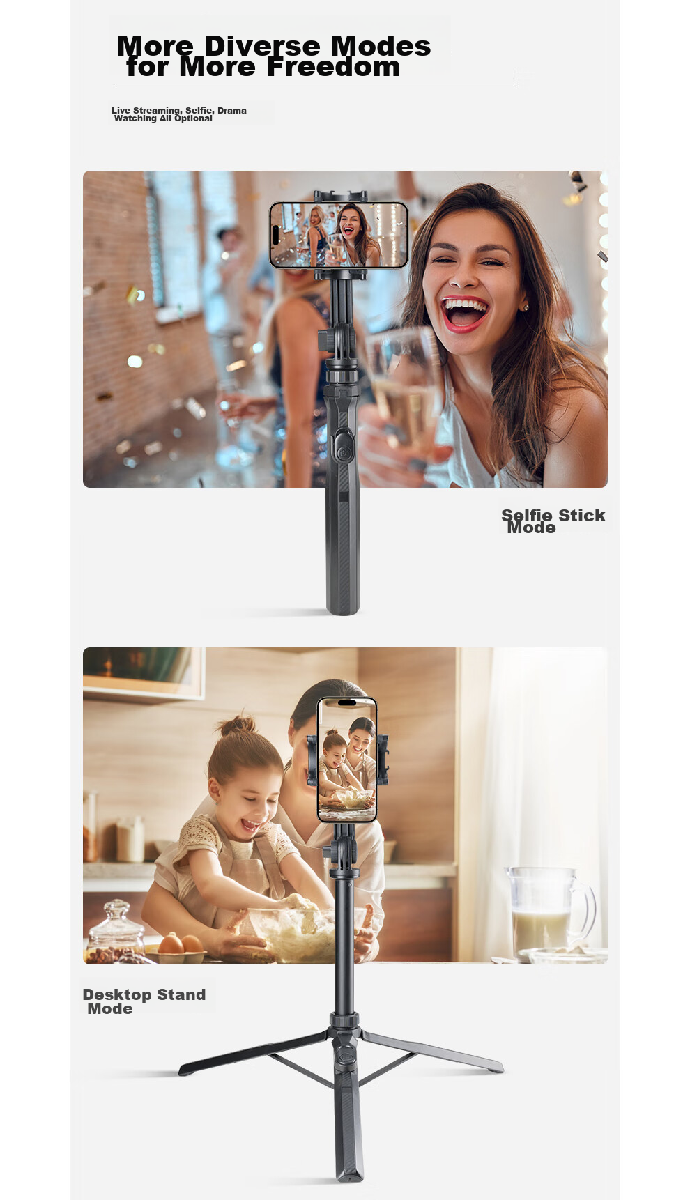 Штатив-селфи палка Weifeng WF-K05, многофункциональный, Bluetooth, для телефона и камеры, портативный, черный