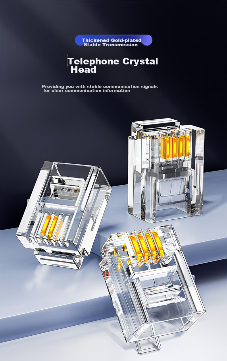 Телефонный коннектор SAMZHE 4P4C, кристальная головка RJ12, 100 шт. в упаковке, XSJ-34100