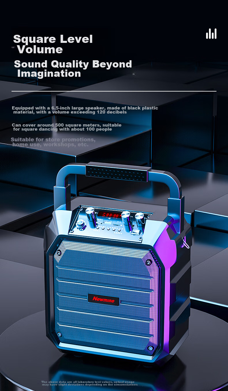 Беспроводная Bluetooth-колонка Newmine K98, портативная, с двумя микрофонами, радио, для уличных выступлений и домашнего использования