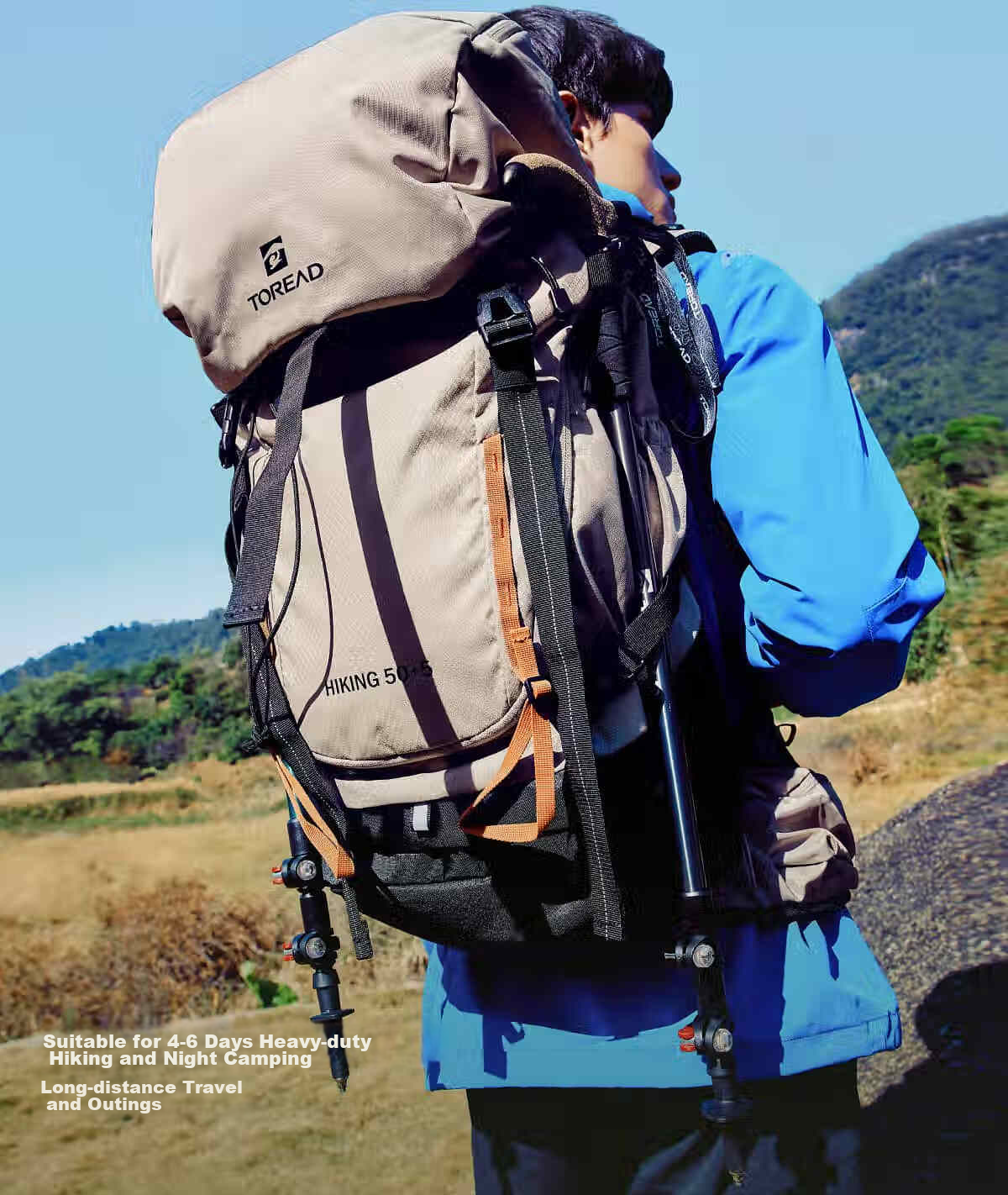 Рюкзак туристический TOREAD HIKING50+5, 50+5 л, сине-серый/черный