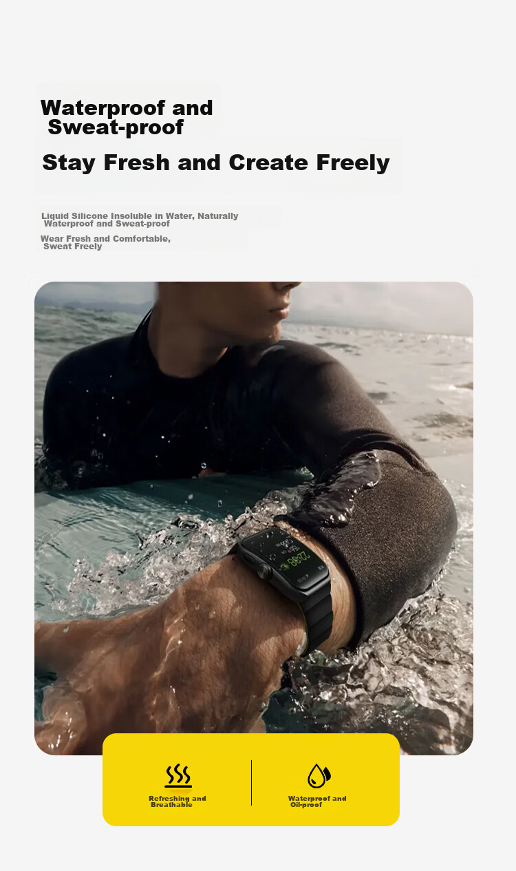 Ремешок MSSM для Apple Watch, магнитный силиконовый, для Ultra3/S11/10/9/8/Se3, спортивный, чайный белый с синим, 49/46/45/44 мм