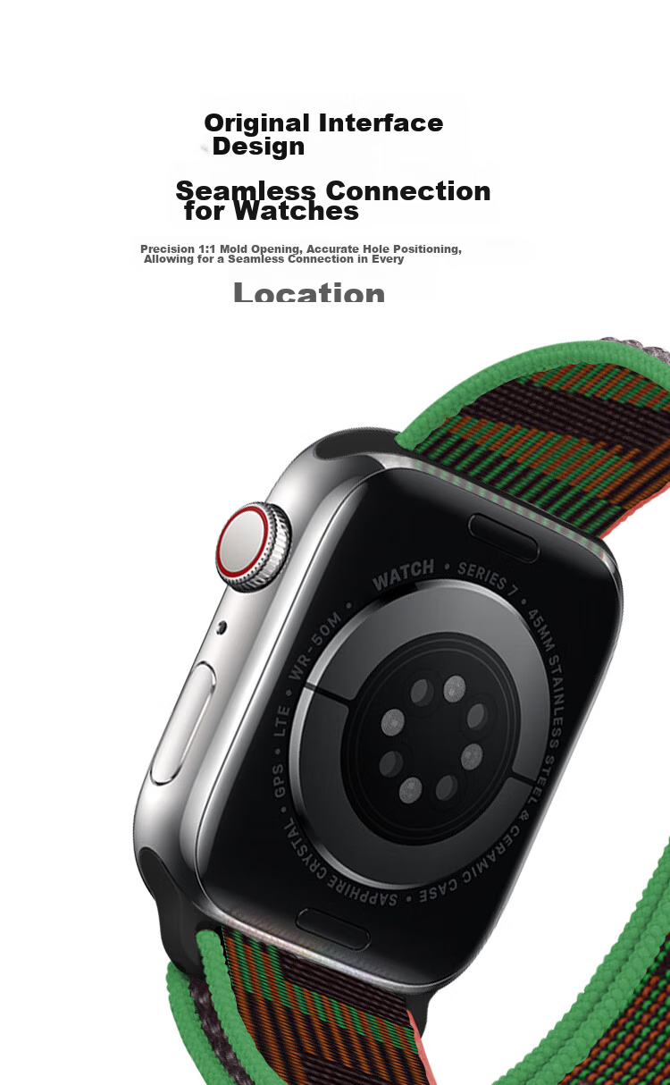 Ремешок MSSM для Apple Watch Series 11, Ultra 3/S10/9/SE3, Белый Радужный, 44/45/46/49MM, нейлоновый