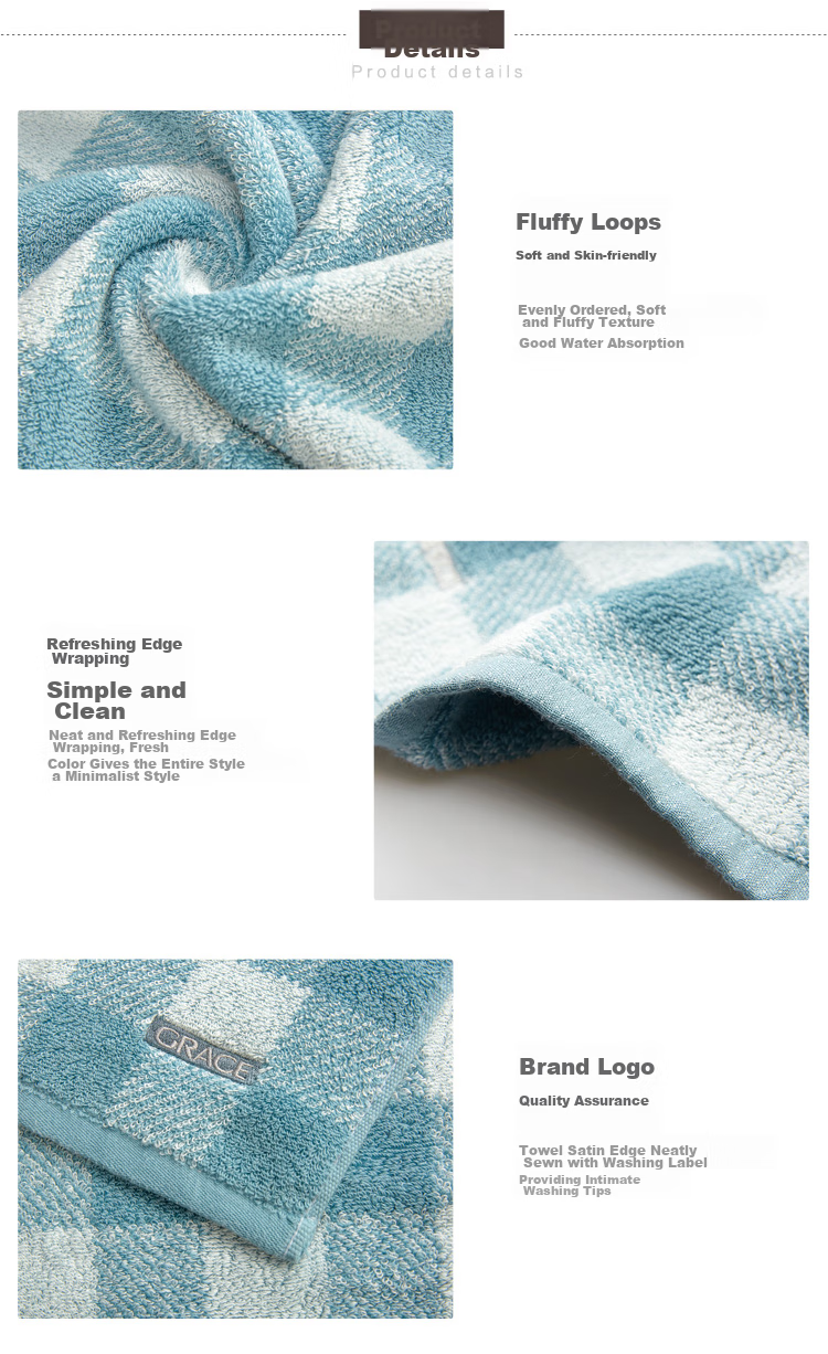 Набор полотенец Grace Shangya Life Pure Cotton, 2 шт., светло-голубой