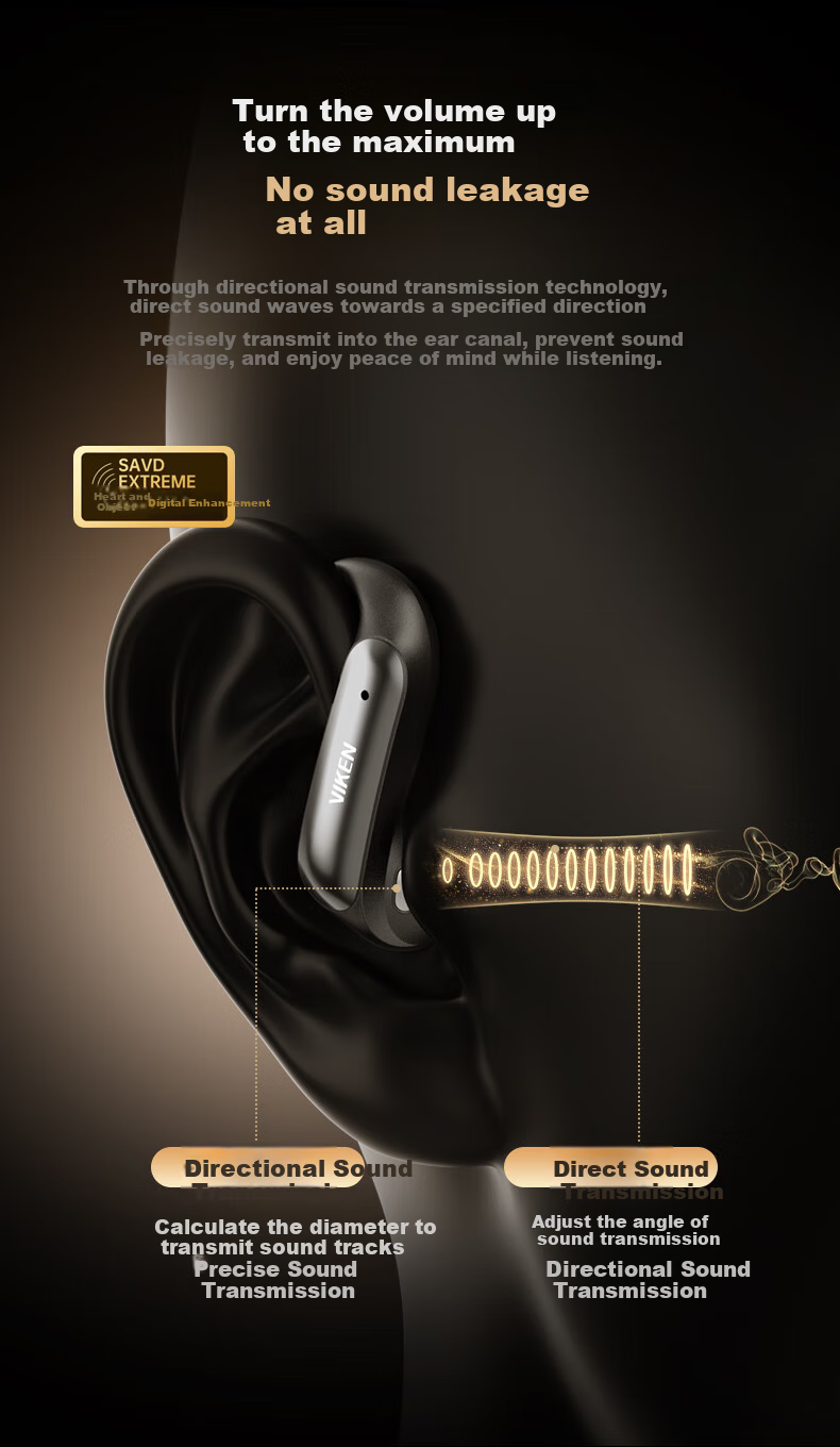 Беспроводные наушники Viken OWS 890 с костной проводимостью, Bluetooth 6.0, спортивные, с шумоподавлением, до 120 часов работы