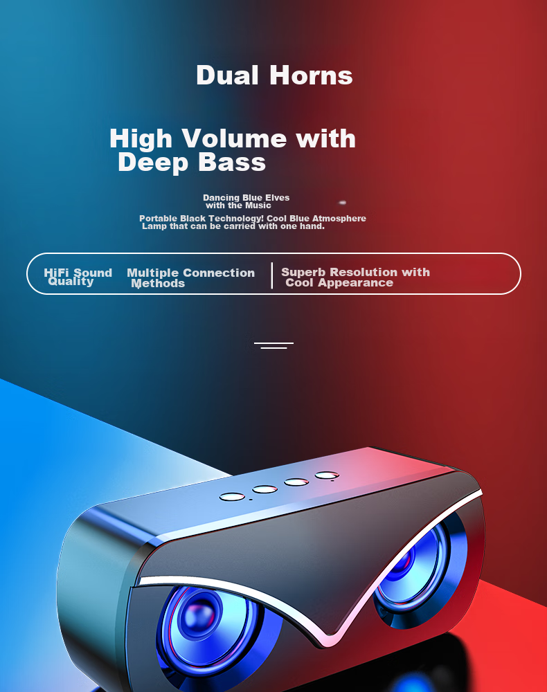 Беспроводная Bluetooth-колонка SADA V6, сабвуфер, высокая громкость, мини-портативная, совместимая с картой и USB, радио, для дома и улицы