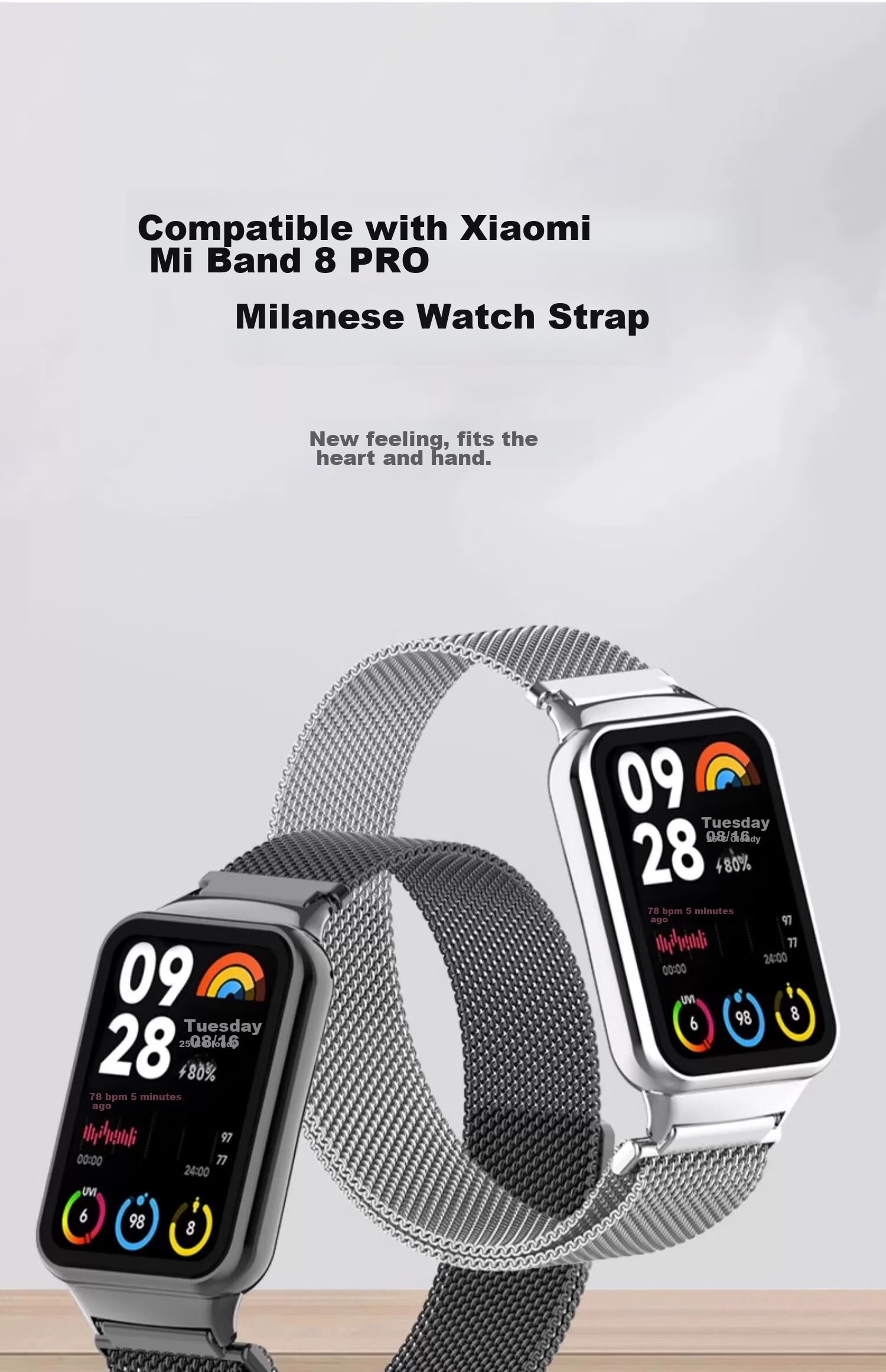 Ремешок CHENSONG для Xiaomi Band 9 Pro/8 Pro, миланский спортивный металлический браслет с магнитной застежкой, унисекс