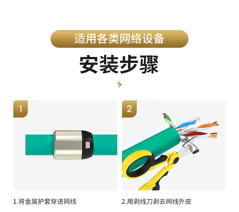 WANJEED Cat6a Toolless Crystal Head, Engineering Grade CAT6a Shielded Toolless Crystal Head 8P8C, 10 Gigabit RJ45 Computer Network Cable Connector Network Connector WJ-15321