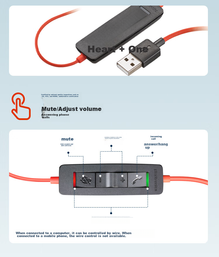 Гарнитура PLANTRONICS HP Blackwire C3220 USB-A, накладные, двусторонняя, с микрофоном, 0.8 м