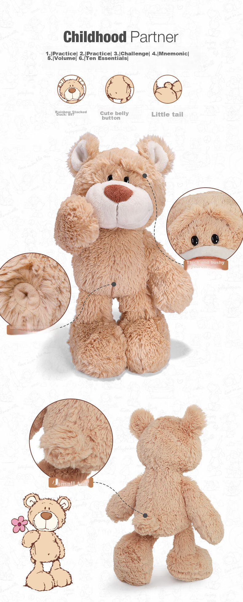 Мягкая игрушка NICI Медвежонок Хенни, подарок для девочки, плюшевая кукла, 35 см