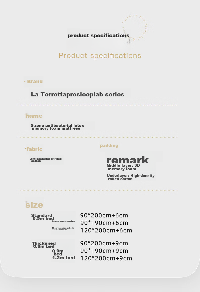 Наматрасник La Torretta Latex Student Mattress, 0.9м односпальный, антибактериальный, для общежития, мягкий, 1.2м