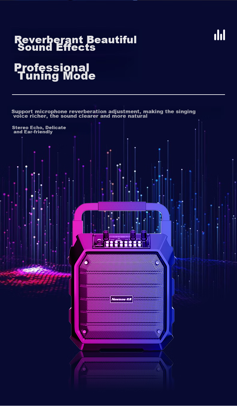 Портативная колонка Newmine K99, беспроводная, Bluetooth 5.0, с микрофоном, 17 Вт, 4000 мАч, 6.5 дюймов, черный