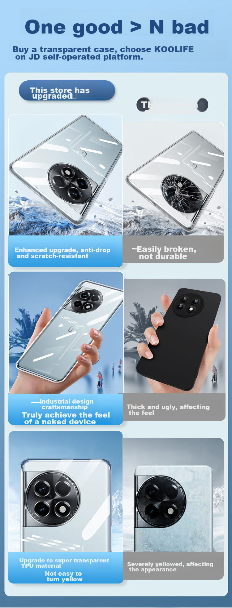 Прозрачный чехол KOOLIFE для OnePlus Ace 2, противоударный, с полной защитой камеры, тонкий, силиконовый, с защитой от отпечатков пальцев