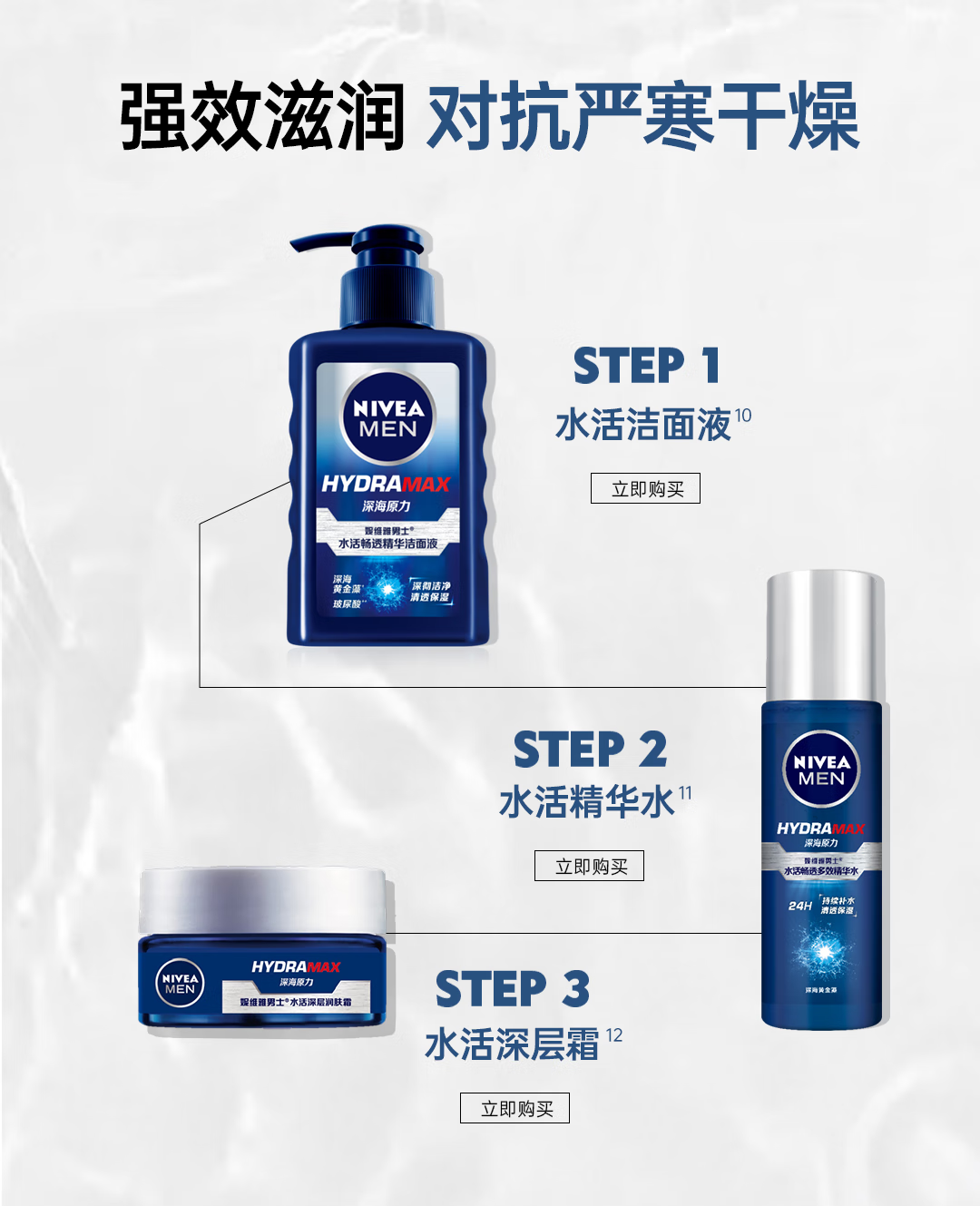 妮维雅（NIVEA）男士护肤品保湿滋润补水乳液面霜水活深层润肤霜50g 