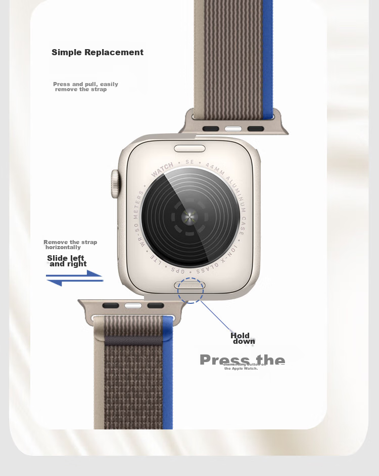 Ремешок MSSM Nylon Trail Loop для Apple Watch S11, зеленый с серым, 44/45/46/49мм