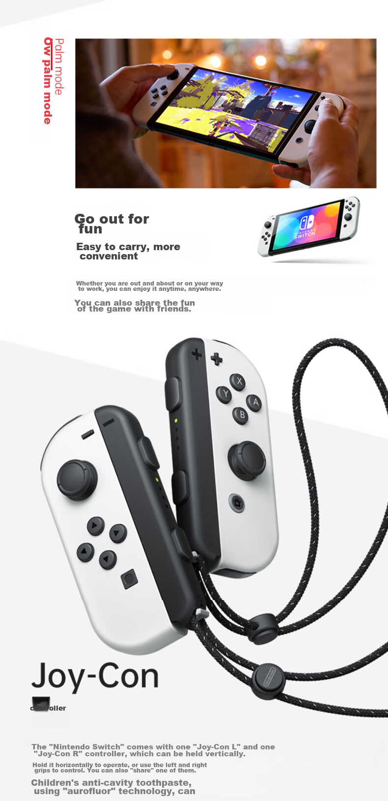 Игровая консоль Nintendo Switch OLED, японская версия, белая, портативная, с поддержкой подключения к телевизору, с контроллерами Motion-Sensing