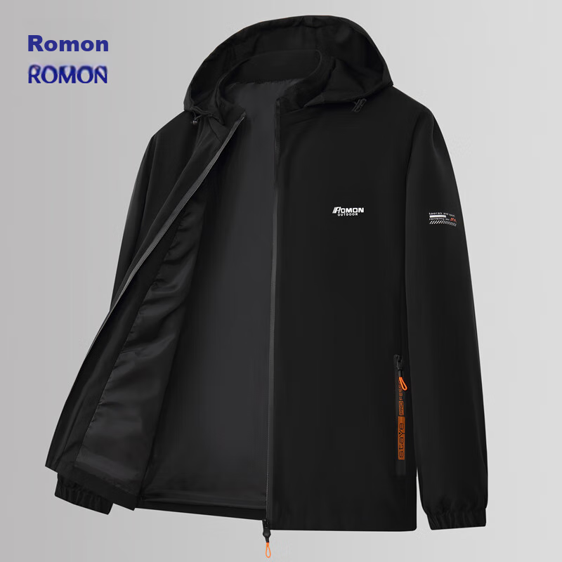 Мужская куртка ROMON, зимняя трендовая деловая повседневная верхняя одежда, универсальная мужская одежда с капюшоном, на флисовой подкладке MK53, черный цвет, размер 2XL